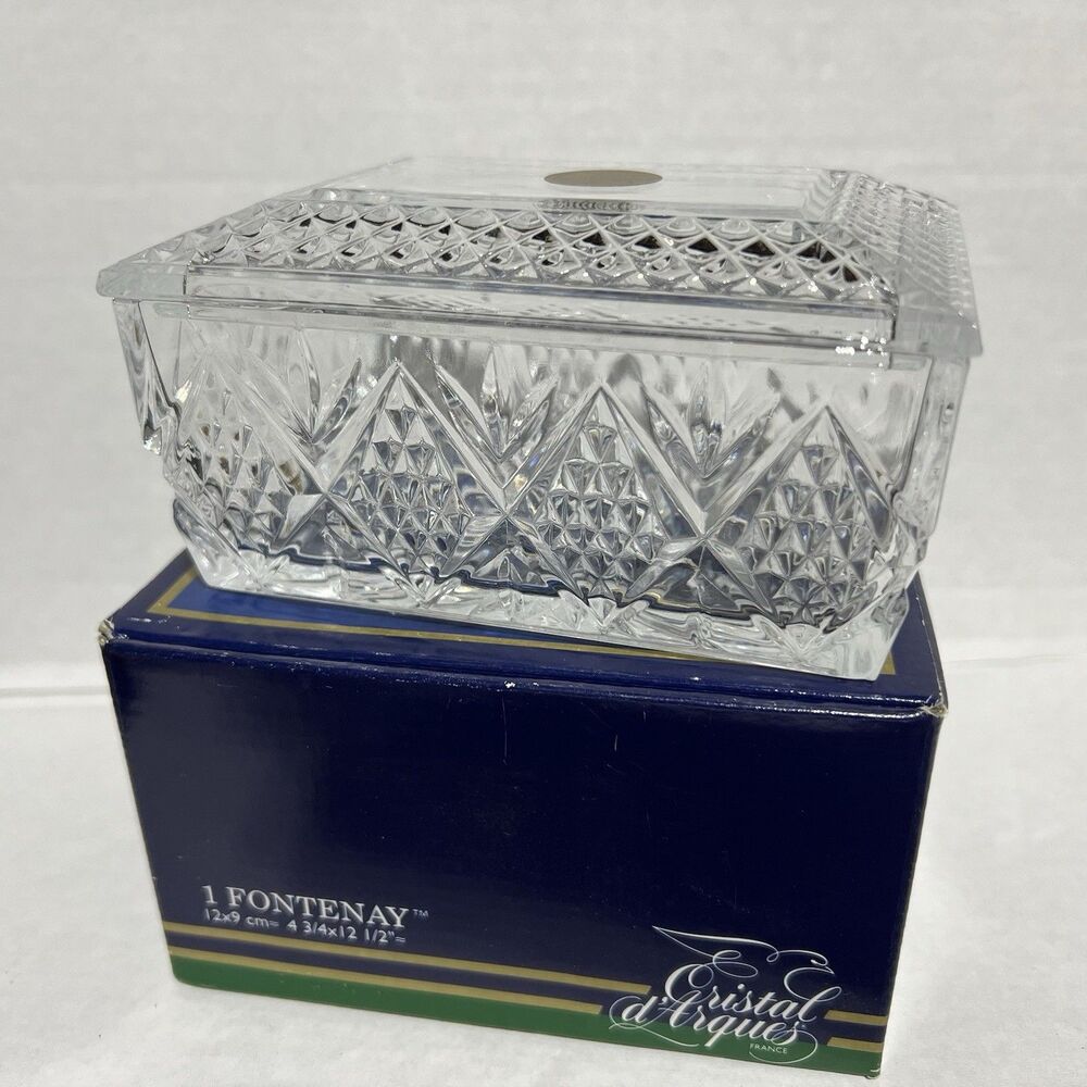 Vintage Cristal D'Arques Fontenay France  Lead Crystal Glass Trinket Box